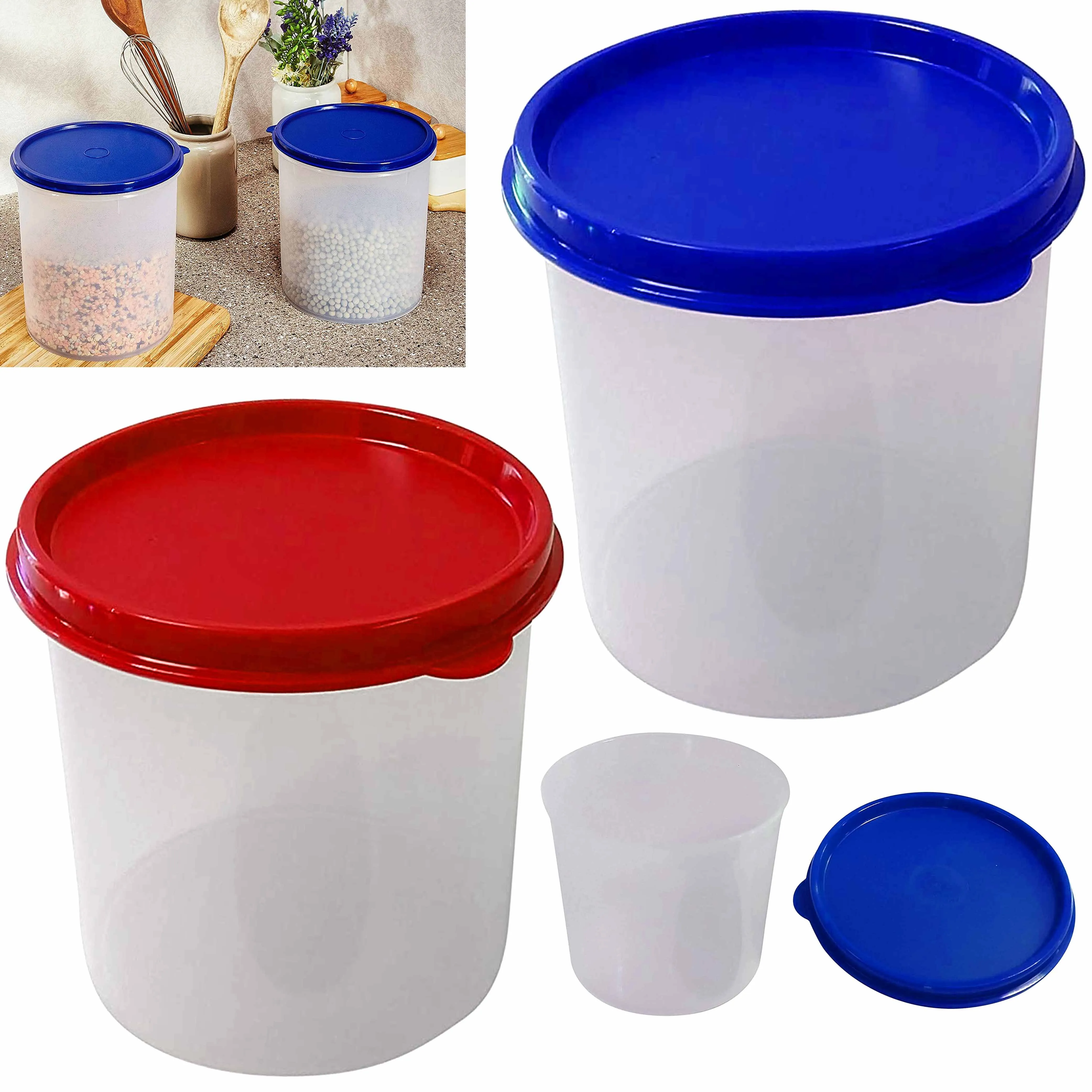 12 Lot Jumbo Food Storage Canister Round Container 4.7L Bucket BPA Free Plastic