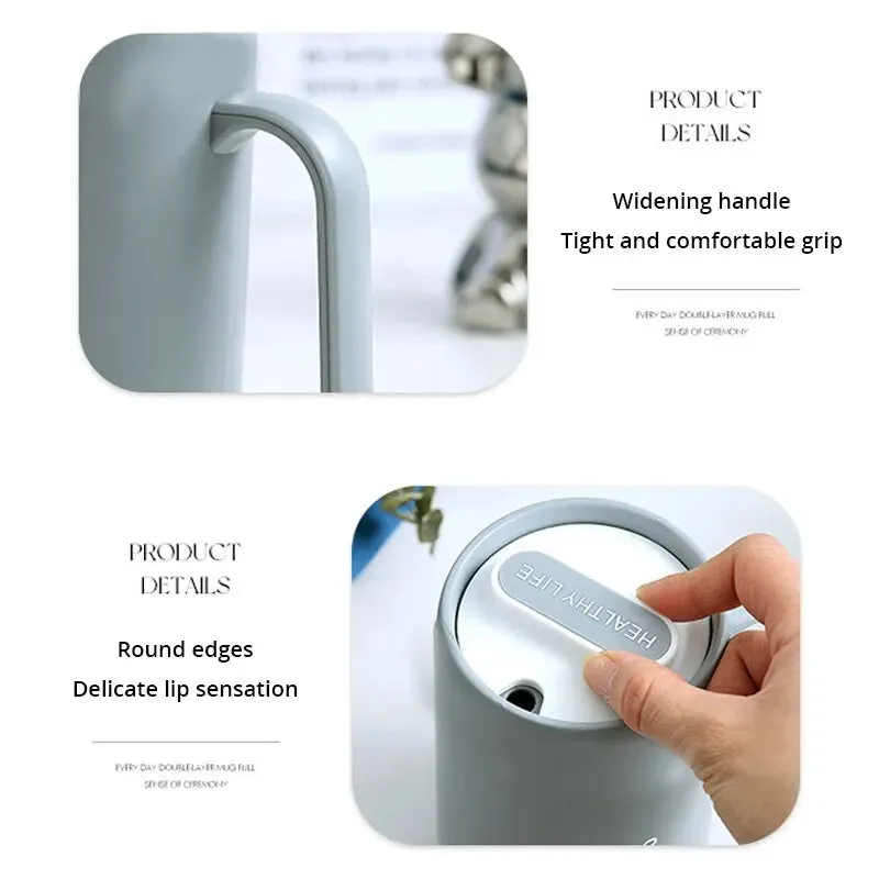 1pc Grey Creative Pp Liner Drinking Cup Portable Office Large Capacity Covered Milk Coffee Cup Gift for Kitchen Travel Domestic