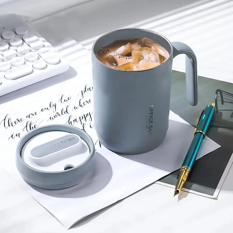 1pc Grey Creative Pp Liner Drinking Cup Portable Office Large Capacity Covered Milk Coffee Cup Gift for Kitchen Travel Domestic