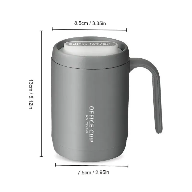 1pc Grey Creative Pp Liner Drinking Cup Portable Office Large Capacity Covered Milk Coffee Cup Gift for Kitchen Travel Domestic