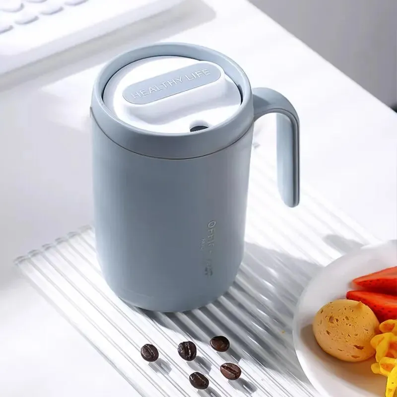 1pc Grey Creative Pp Liner Drinking Cup Portable Office Large Capacity Covered Milk Coffee Cup Gift for Kitchen Travel Domestic