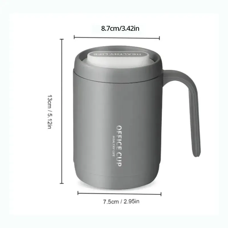 1pc Grey Creative Pp Liner Drinking Cup Portable Office Large Capacity Covered Milk Coffee Cup Gift for Kitchen Travel Domestic