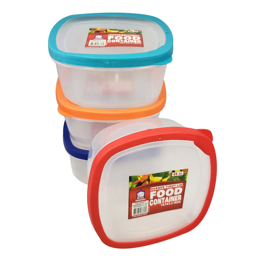 2 Pack Food Storage Container W/ Lids 60oz Large Refrigerator Plastic Reusable
