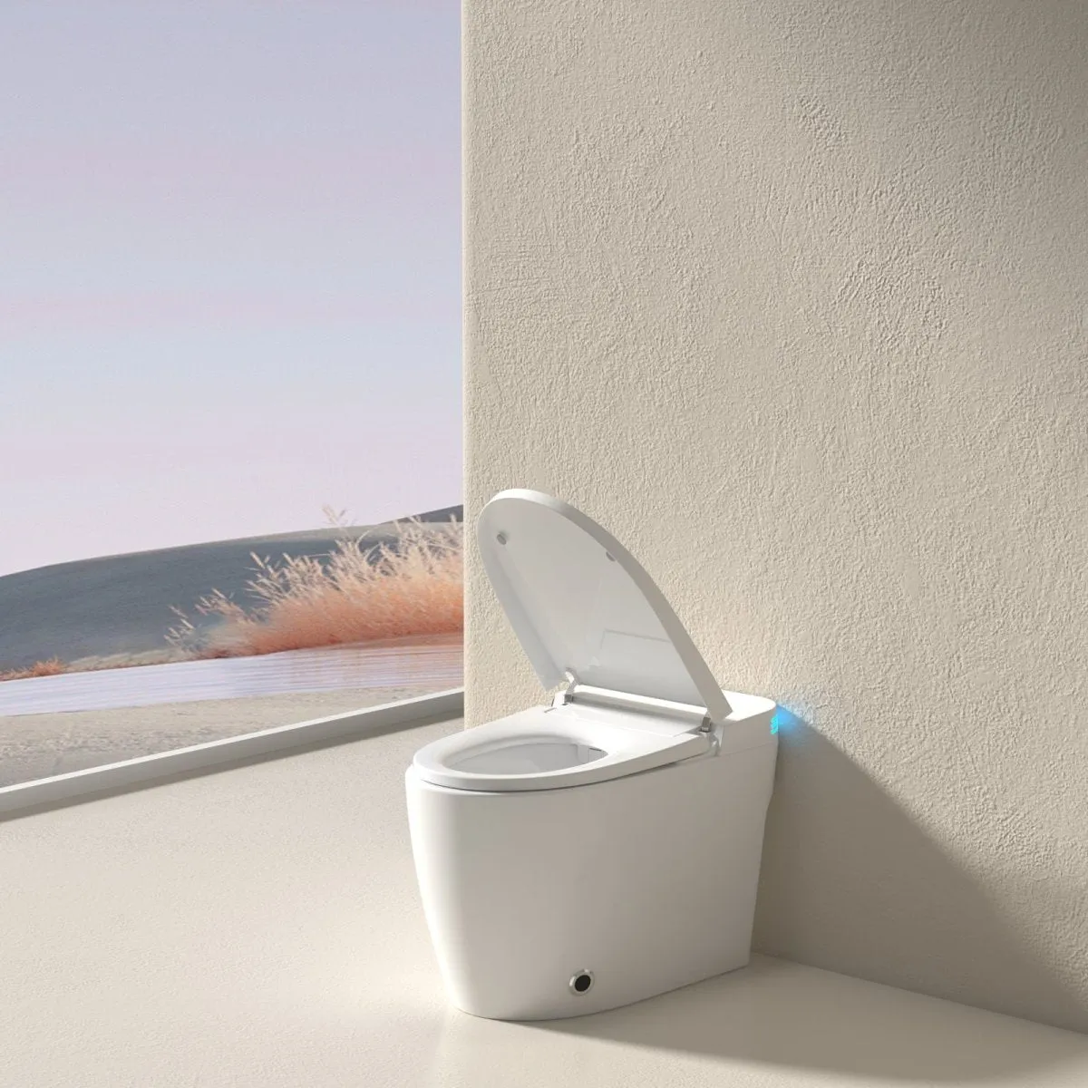 Allsumhome Smart Toilet with Voice Control and Bubble Shield, Heated Bidet Seat, Portable toilet with bidet built in, AUTO Open&Close, toilet with Dryer and Warm Water,Tankless Toilet in 1.28GPF,White Screen