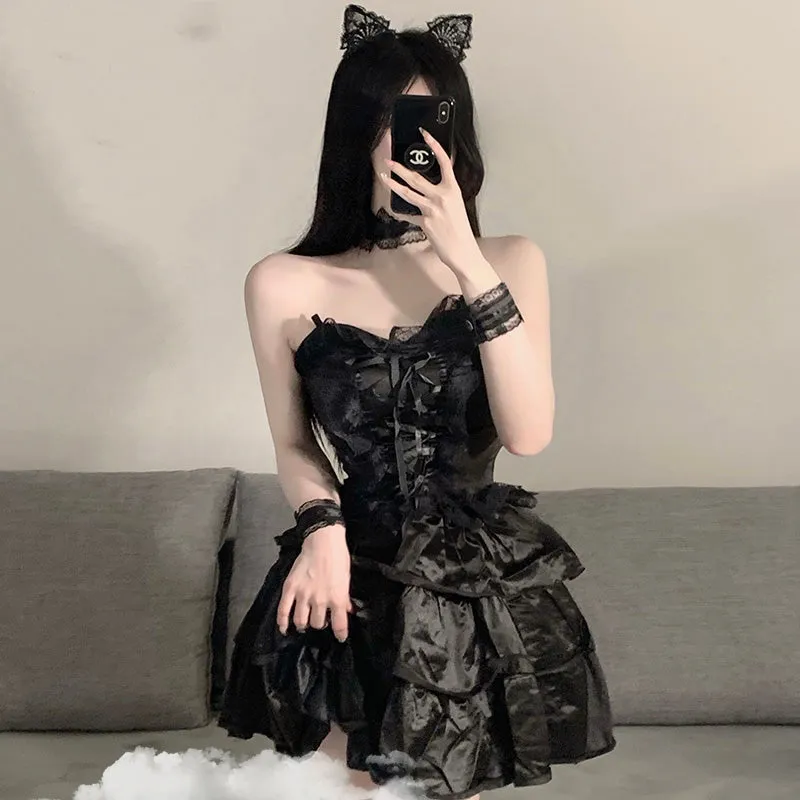 Black cat girl skirt[ 3-piece set ] KF82469