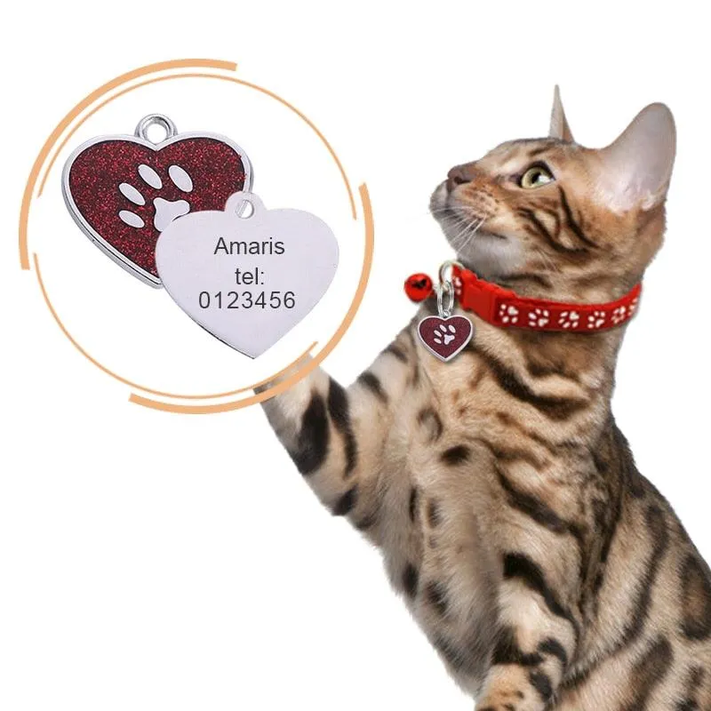 Customized Glittering Cat ID Tag