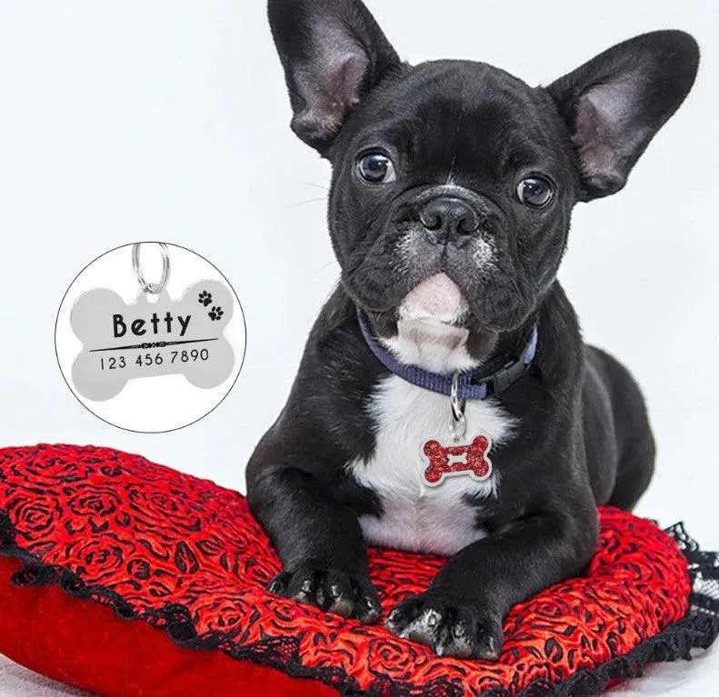 Dog's Glitter Bone Shaped ID Tag