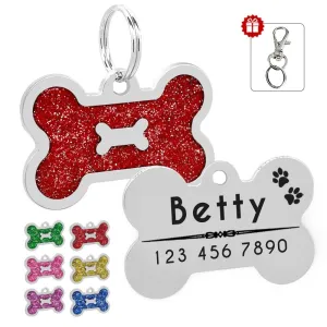 Dog's Glitter Bone Shaped ID Tag