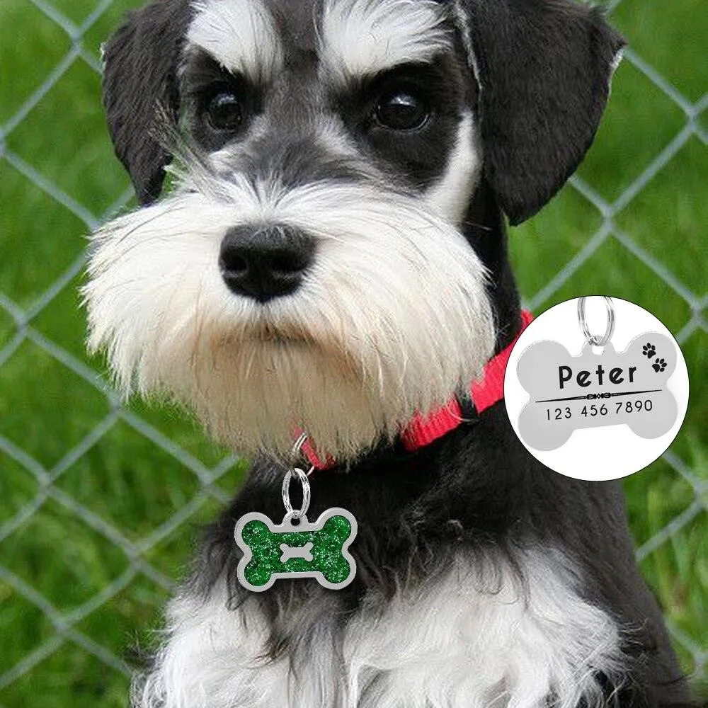 Dog's Glitter Bone Shaped ID Tag