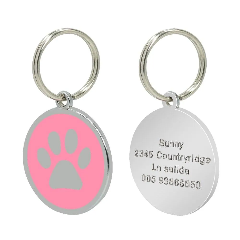 Dog's Silver Paw Patterned ID Tag