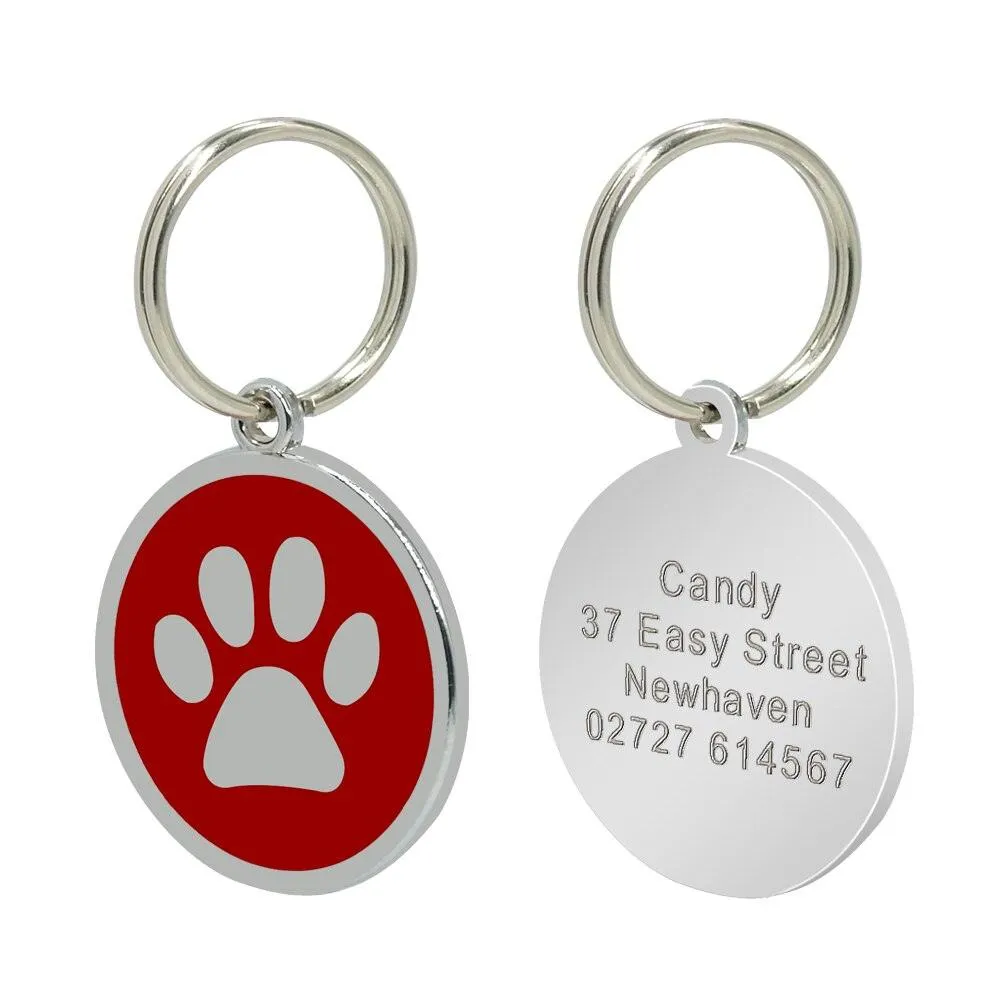 Dog's Silver Paw Patterned ID Tag