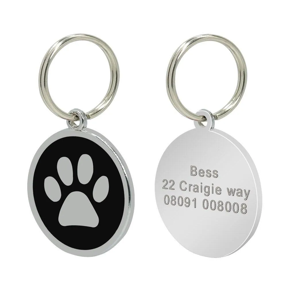 Dog's Silver Paw Patterned ID Tag