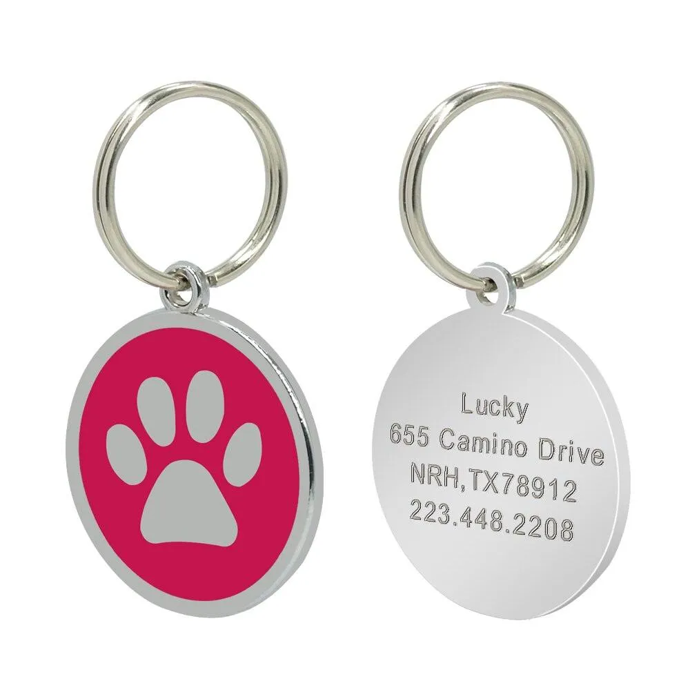 Dog's Silver Paw Patterned ID Tag