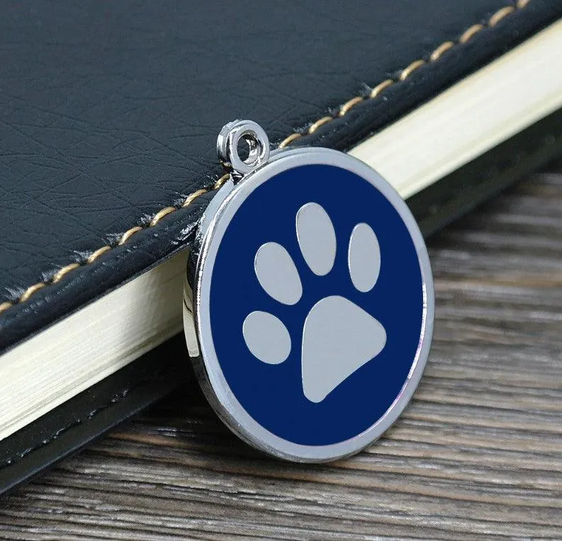 Dog's Silver Paw Patterned ID Tag