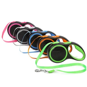 Double Nylon Dog Retracatable Leash Lead