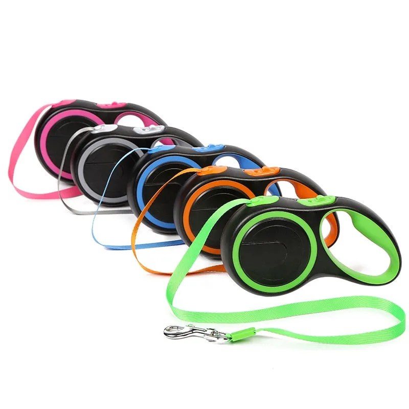 Double Nylon Dog Retracatable Leash Lead