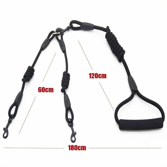 Double Twin Lead Walking Leash Collar
