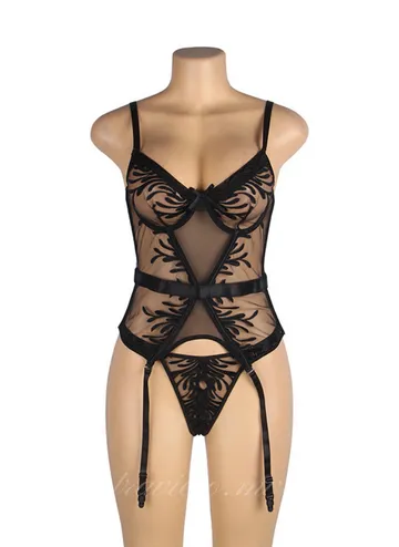 Elegant Embroidery Garter Lingerie