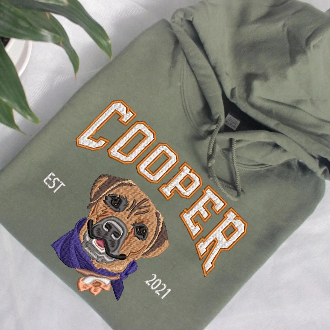 Embroidered Pet Face and Name EST Sweatshirt Hoodie Gift for Pet Lovers