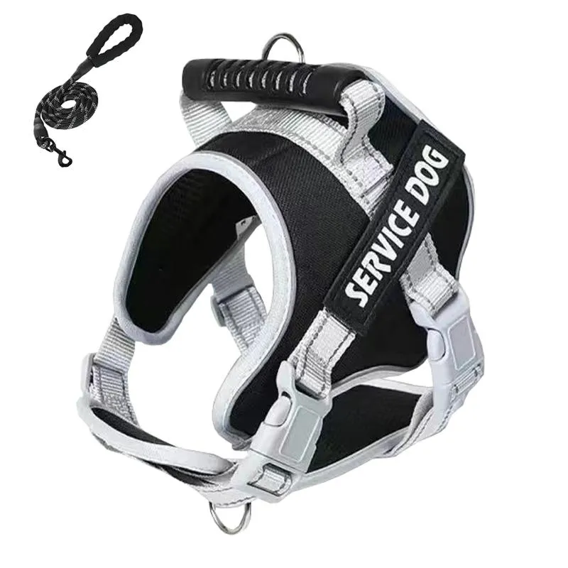 Explosion Proof Large Dog Harness With Leash Black 1.5M