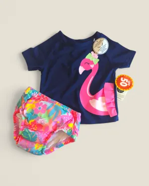 GEORGE FLAMINGO 2 PIECE SWIMSUIT 12-18M PRE-LOVED (WITH TAGS)