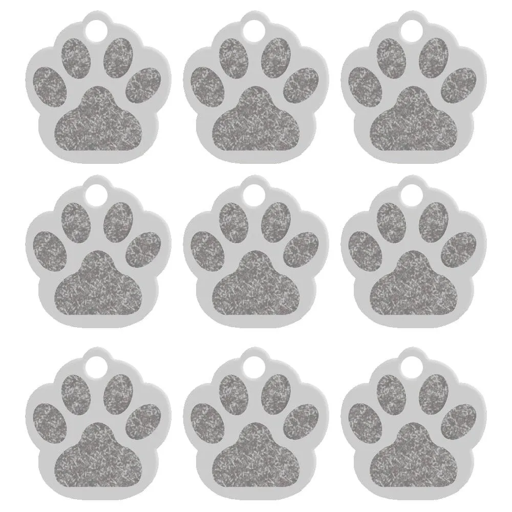 Paw Shaped Metal Dog ID Tags 20 pcs Set