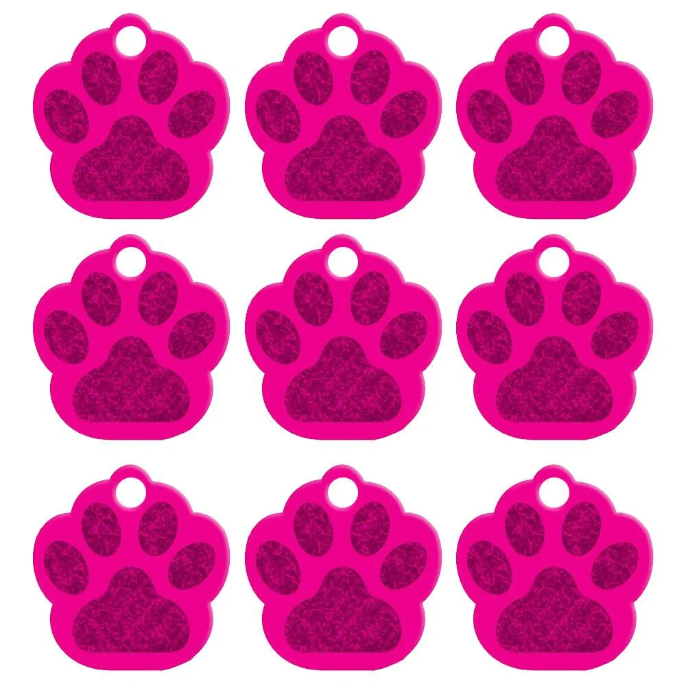 Paw Shaped Metal Dog ID Tags 20 pcs Set