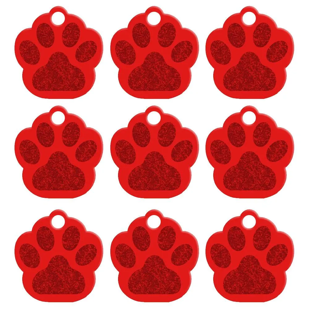 Paw Shaped Metal Dog ID Tags 20 pcs Set