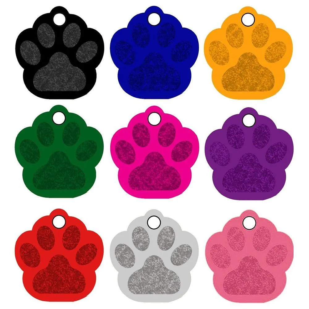 Paw Shaped Metal Dog ID Tags 20 pcs Set