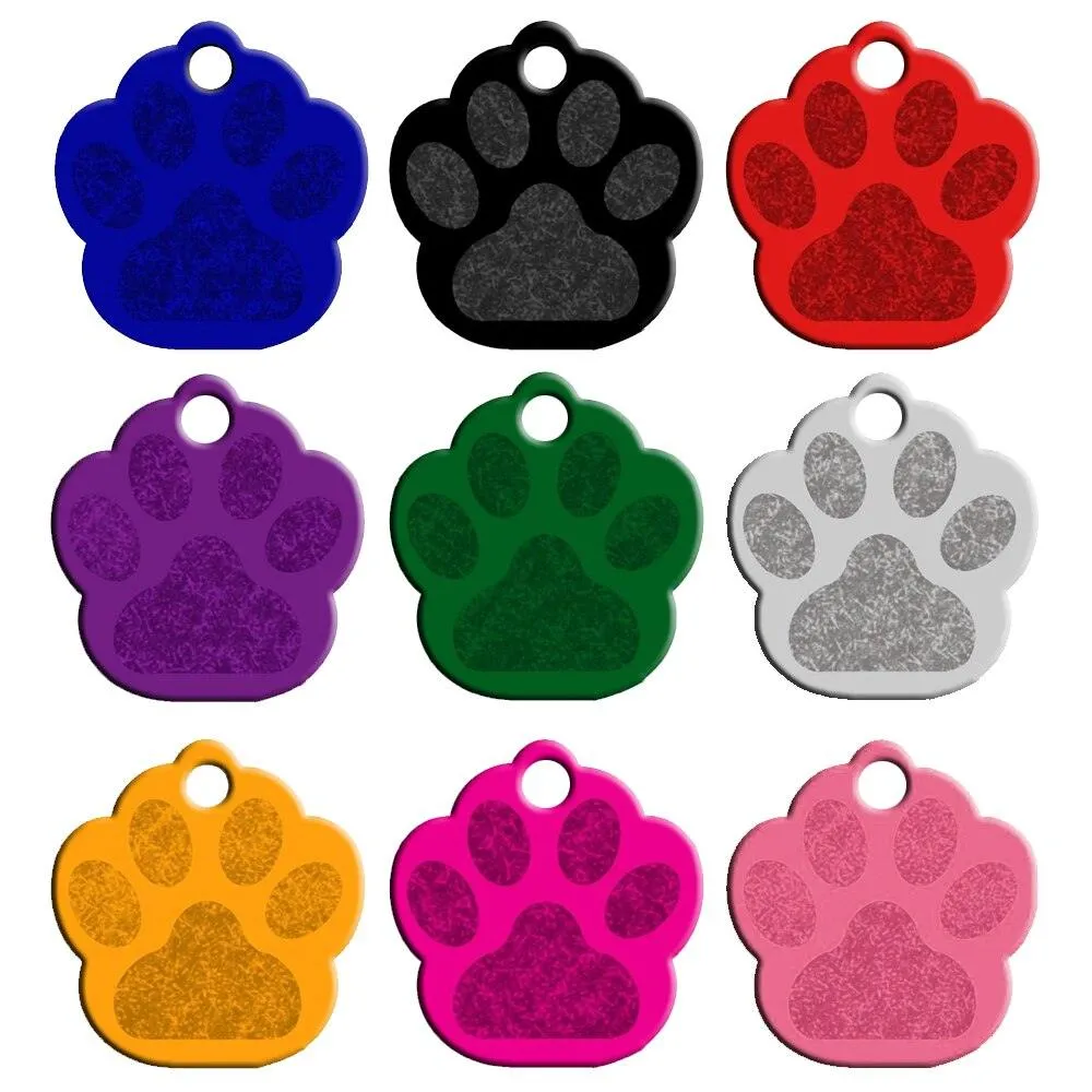 Paw Shaped Metal Dog ID Tags 20 pcs Set