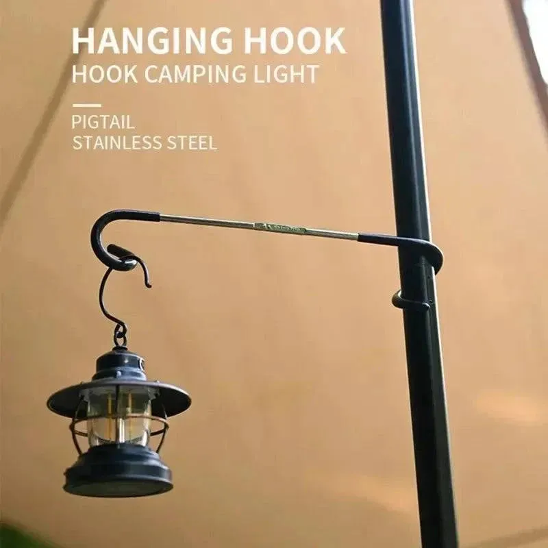 Shinetrip Outdoor Small Light Stand Holder Stainless Steel Portable Tent Pole Lamp Hanger Fishing Lantern Hanger Camping Tool
