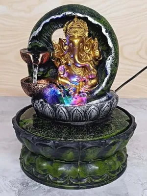 VIVARS Decorative Ganesha Water Fountain with LED Light for Living Room Garden Tabletop Waterfall Indoor Outdoor Home Decor and Gifts