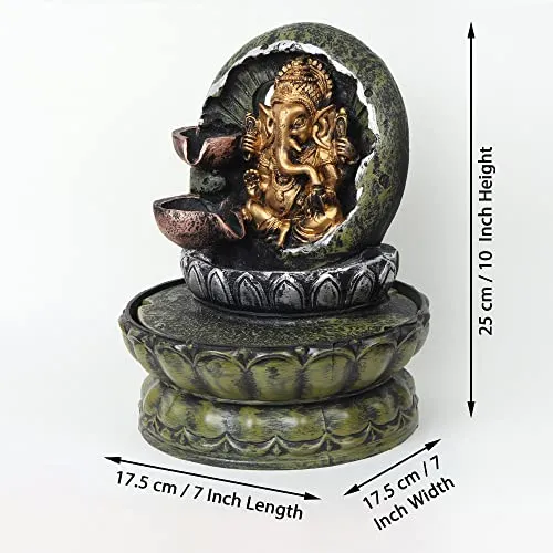 VIVARS Decorative Ganesha Water Fountain with LED Light for Living Room Garden Tabletop Waterfall Indoor Outdoor Home Decor and Gifts